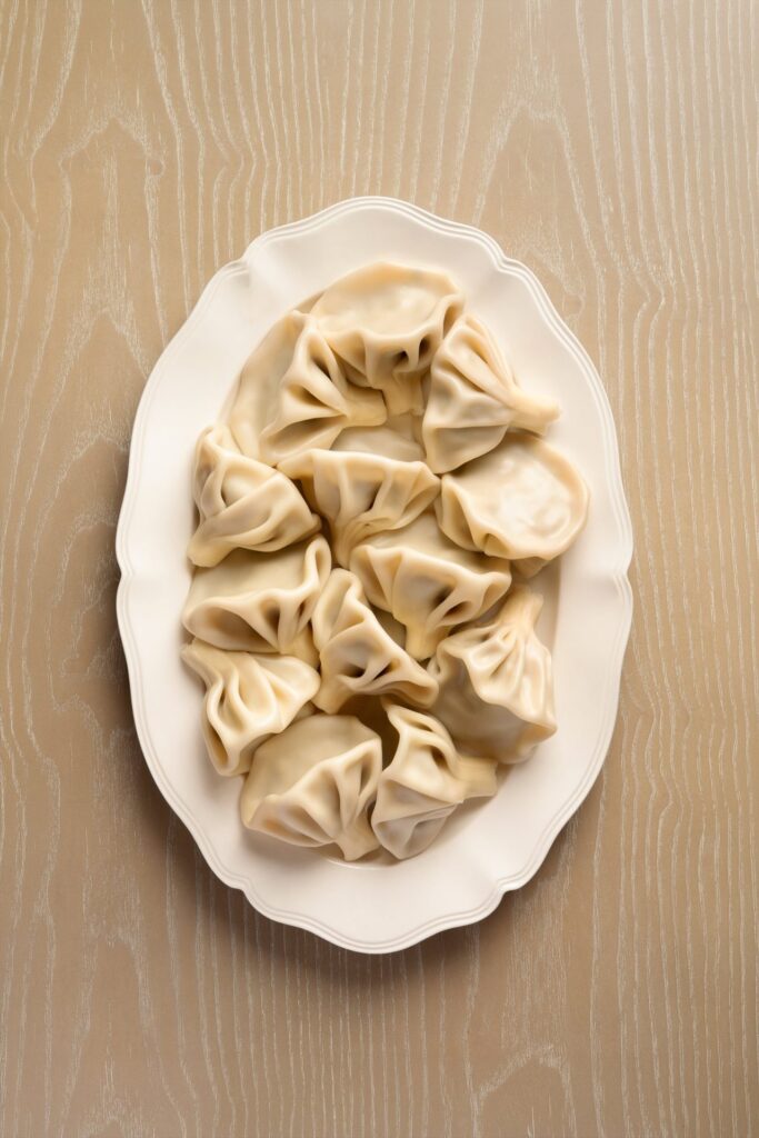 Khinkali on a white plate at Vakhtanguri restaurant, Tbilisi