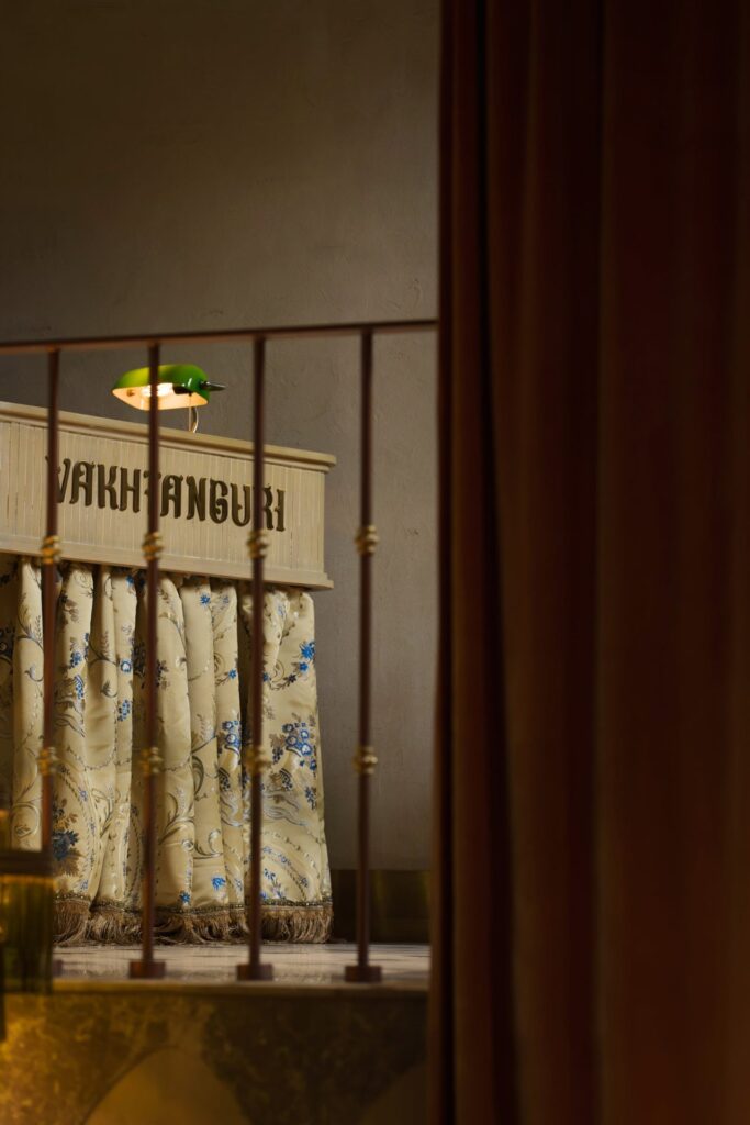 Reception desk with the Vakhtanguri sign, Avlabari, Tbilisi